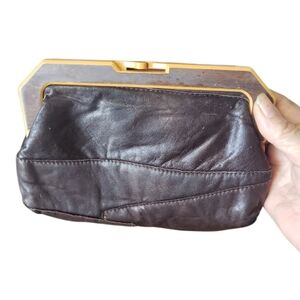 Vintage Genuine Leather Made in Hong Kong Beautiful Brown Women's Clutch.